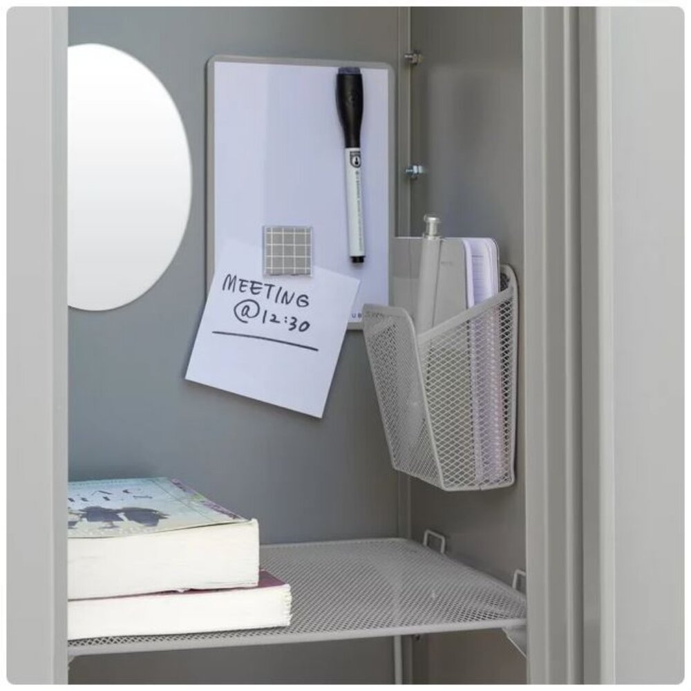 NEW School Locker Organizer Shelf Whiteboard Storage Cup Dry Erase Mirror